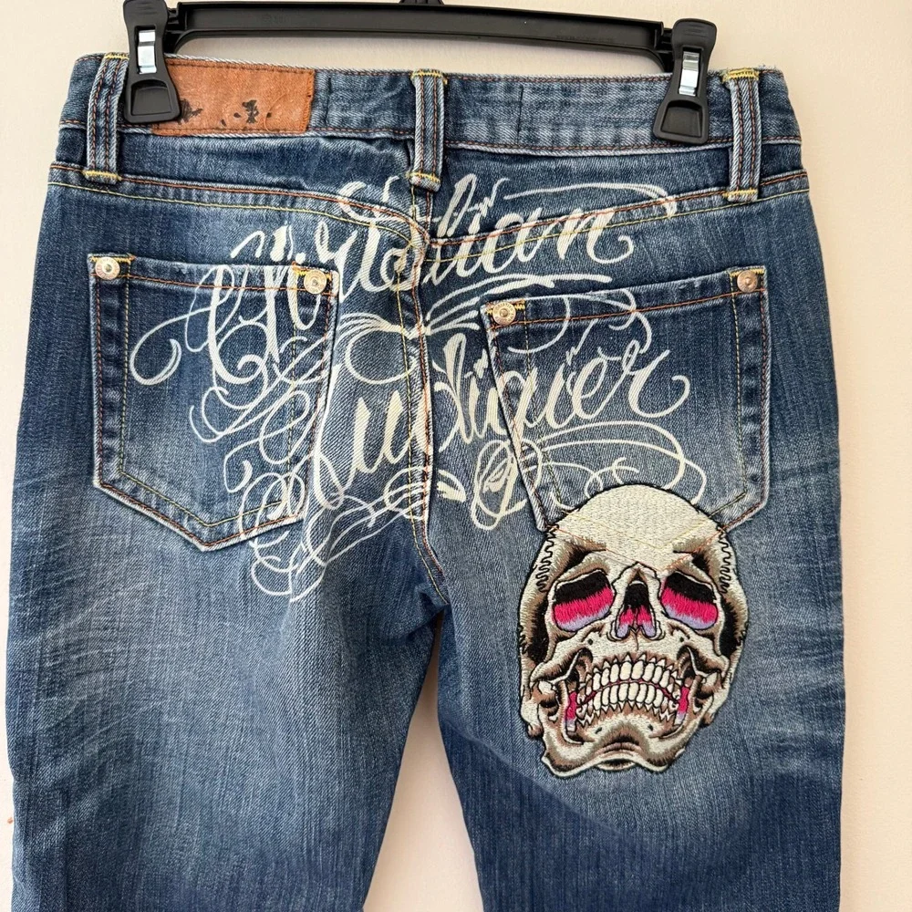 Christian Audigier Y2K Est‎ Denim 1958 Skull Embroidered Jeans Mens 27x33